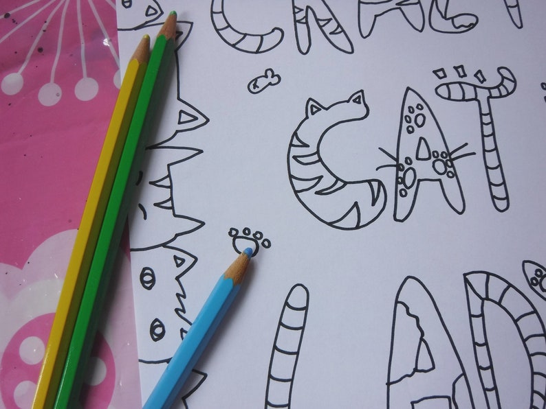 Download Crazy cat lady adult coloring page instant download | Etsy