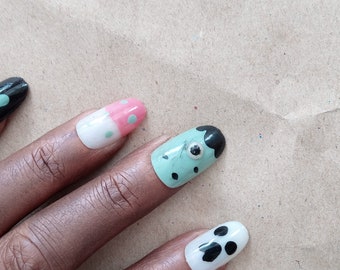 gyaru 3d pastel goth fake nails press on false nail halloween