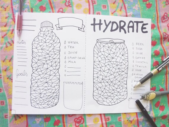 Printable Bullet Journal Hydrate Water Beer Level Habit Etsy