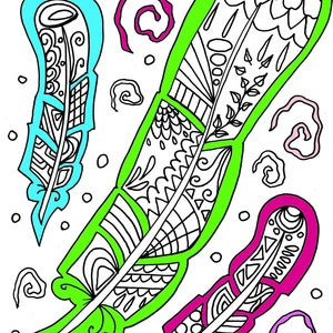 feather adult coloring page instant download colouring