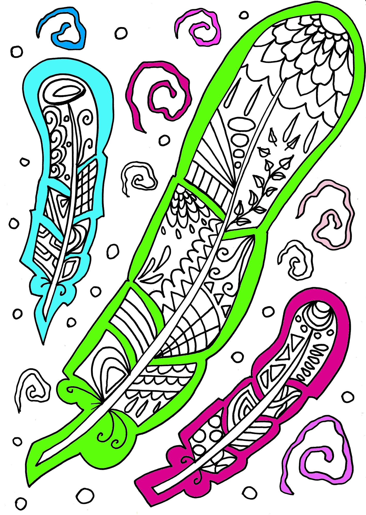 Feather adult coloring page instant download colouring | Etsy