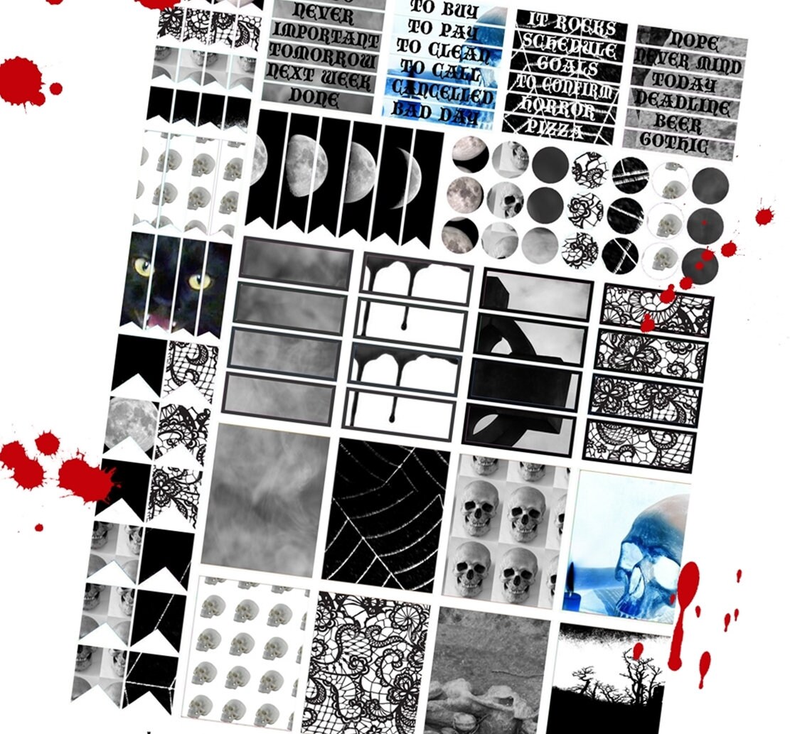 Gothic planner stickers halloween goth skull grave gothic dark - Etsy.de