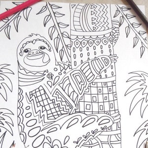 cute sloth coloring kids adults kawaii diy