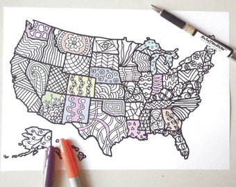 usa colouring map united states america book