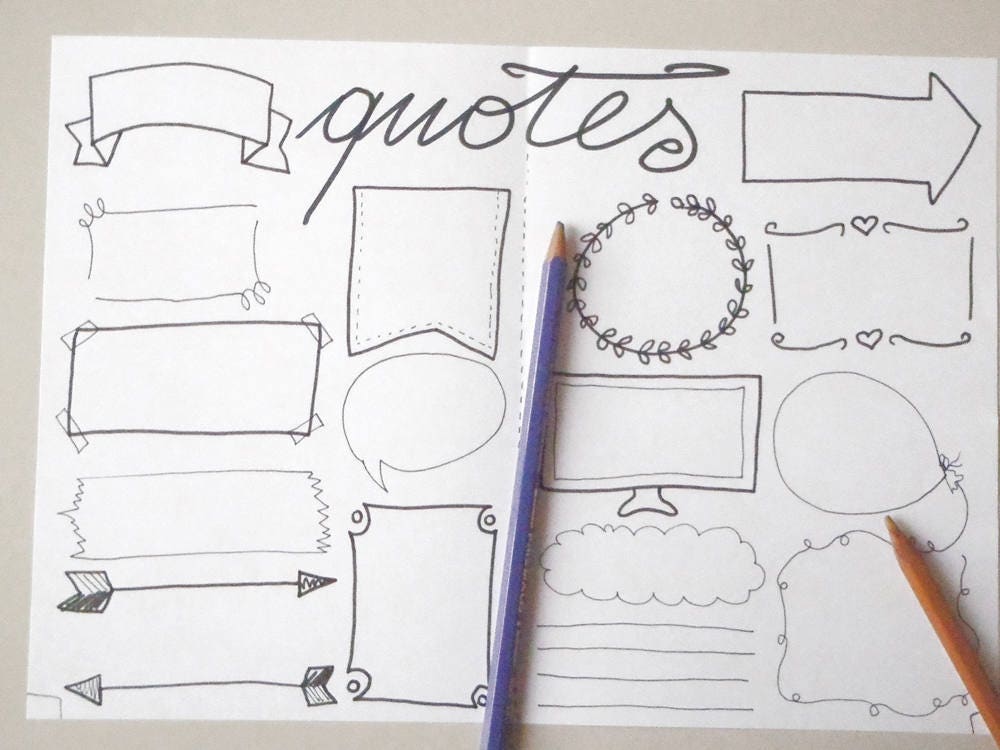 quotes bullet journal blank boxes bujo printable planner etsy