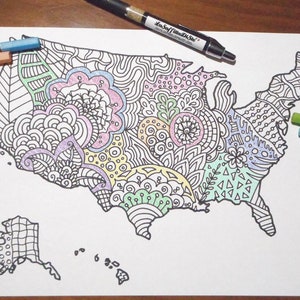 Vereinigte Staaten Amerika Karte Ausmalbilder Verkauf Etsy Kinder Schule Druck druckbare sofortige Download digital USA Lasoffittadiste