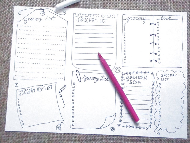 Grocery Lists Boxes Bullet Journal Printable Planner Agenda - Etsy UK
