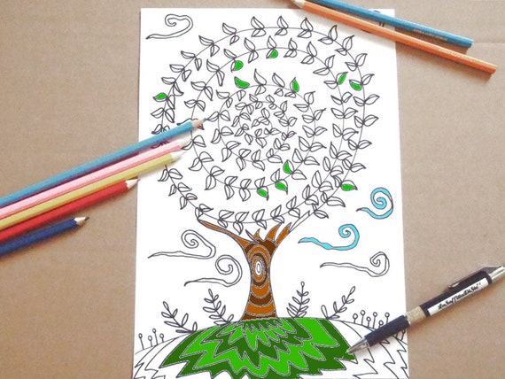 Albero Della Vita Pagina Da Colorare Per Adulti Zen Etsy