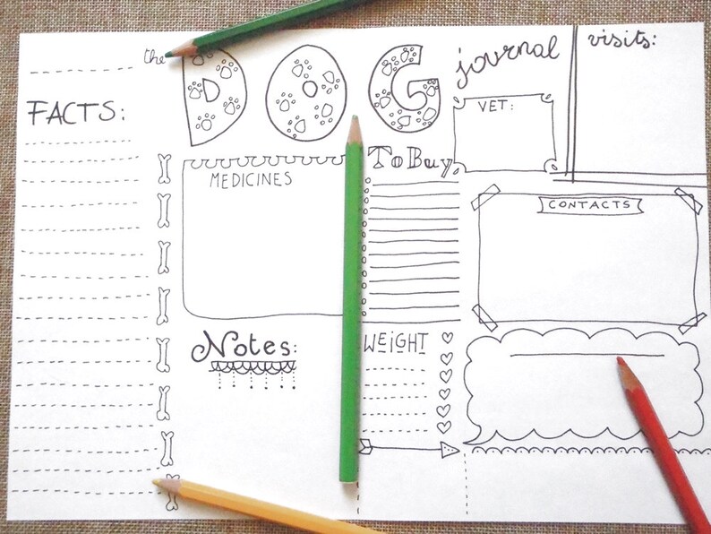 Dog Bullet Journal Pet Planner Lover Journaling Best Friend Etsy