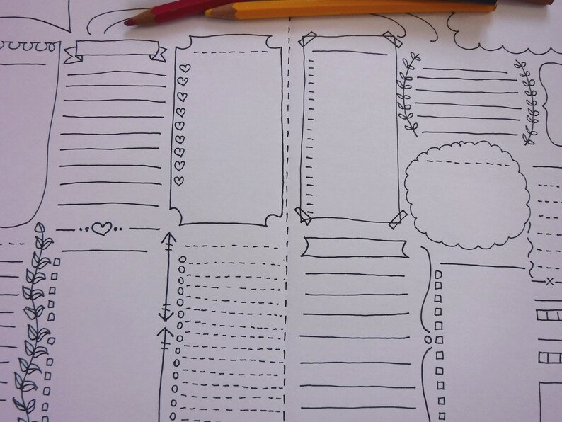 Blank boxes bullet journal printable planner | Etsy