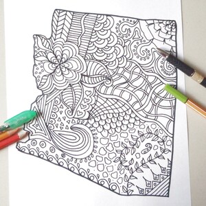 Printable Arizona Doodle Colouring Map Kids Adult Coloring - Etsy