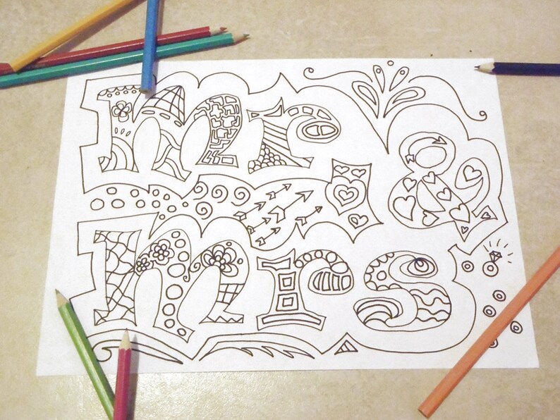 Mr & Mrs Adult Coloring Book Wedding Mister Mistress | Etsy