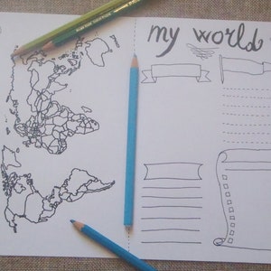 world map bullet journal monthly journaling visited places to etsy