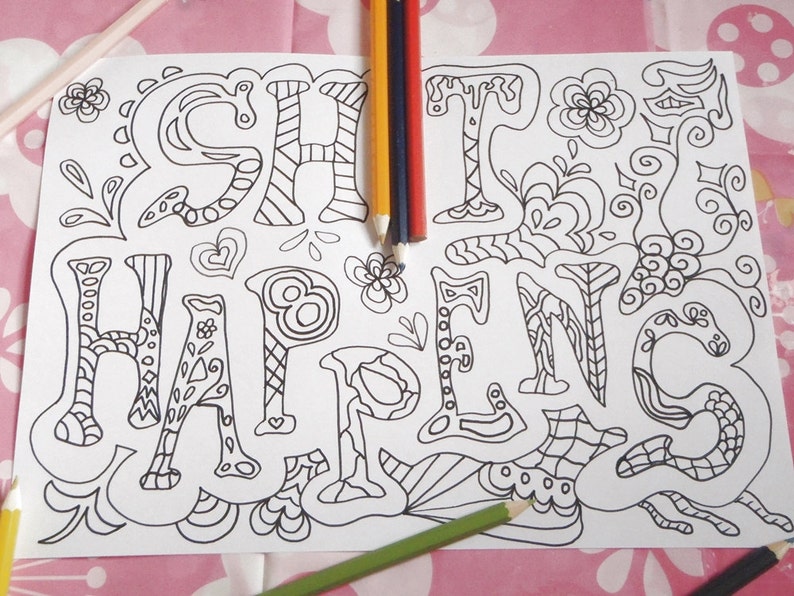 Download Sweary word adult coloring book swear mature content download | Etsy