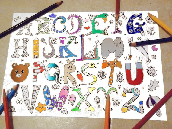 Pagina da colorare bambini alfabeto kawaii baby scuola lettere imparare  stampare stampabile instant download libro digitale lasoffittadiste -   Italia