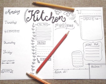 kitchen printable bullet journal journaling menu chef food planner organize life home agenda organizer notebook download lasoffittadiste