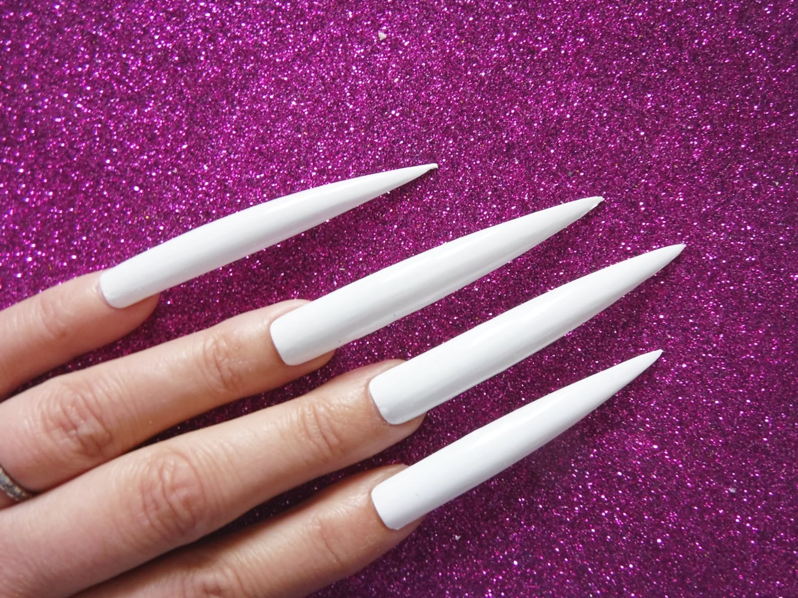 Faux ongles long blanc Halloween Drag Queen Etsy