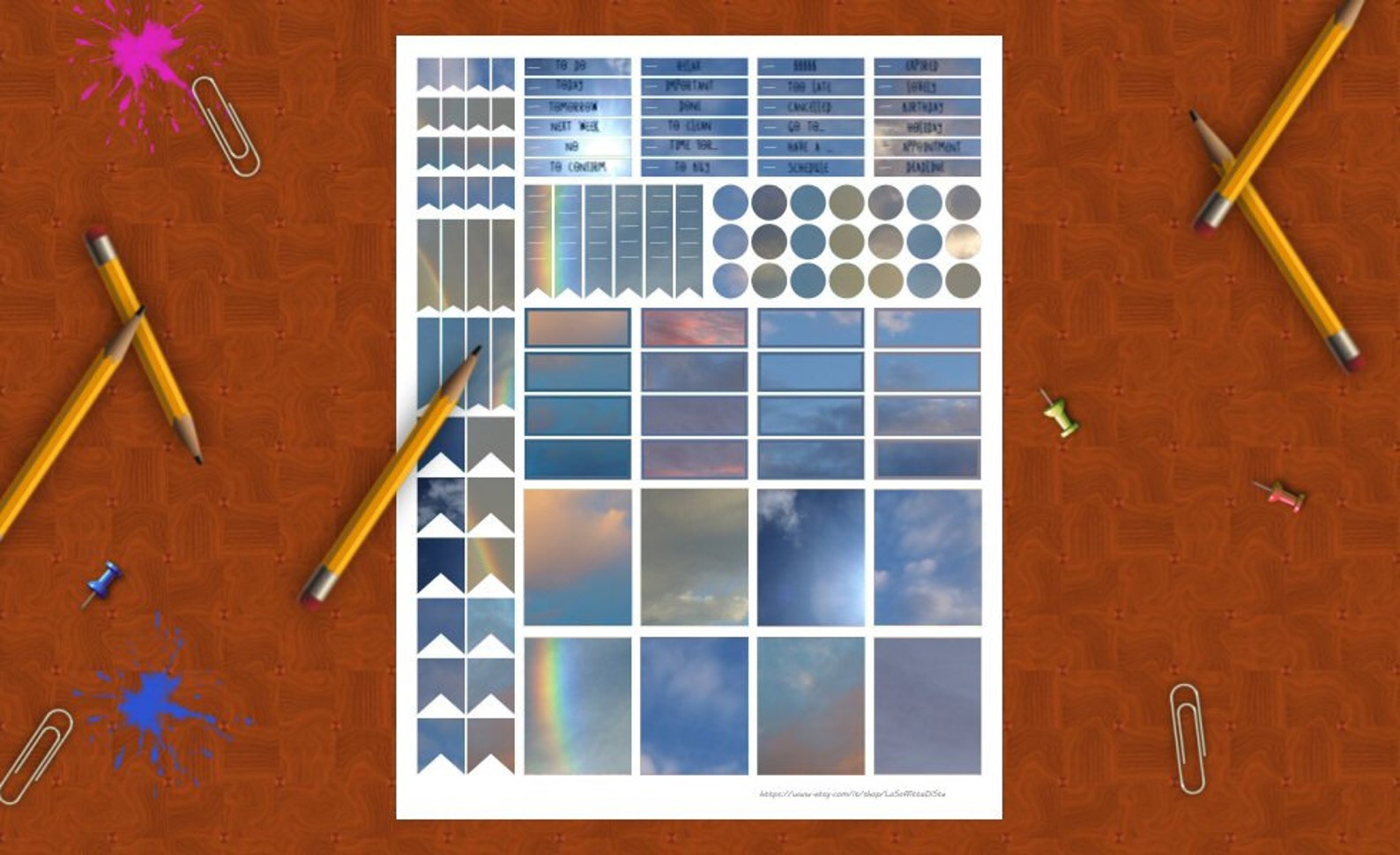 Sky planner digital stickers printable agenda organizer cloud | Etsy