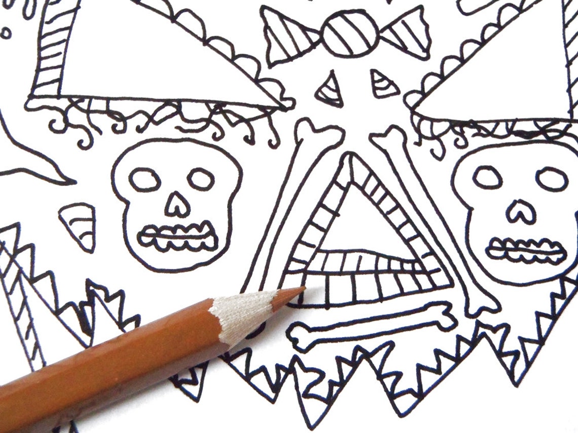 Halloween kids coloring page adult jack o lantern pumpkin | Etsy