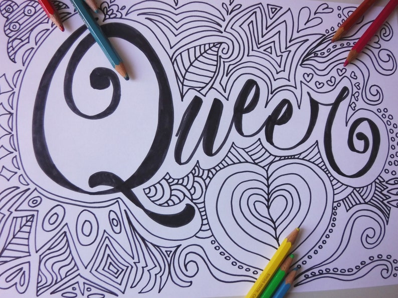 Queer coloring page printable gay lgbt lgbtq lesbian | Etsy