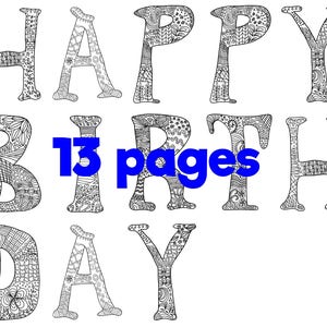 DOWNLOAD buon compleanno da colorare happy birthday adulti bambini banner ghirlanda cartellone striscione digitale lasoffittadiste