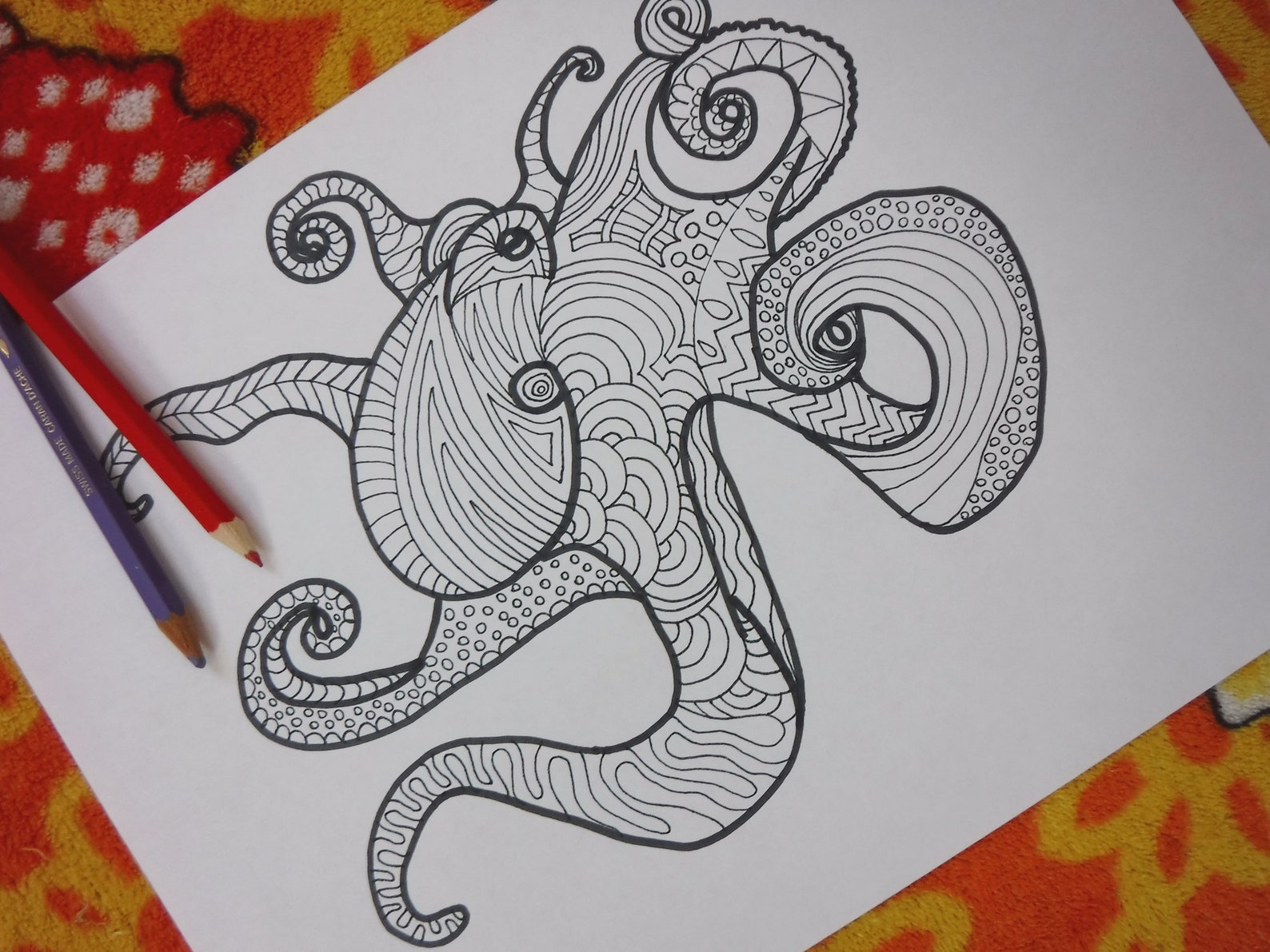 Octopus Coloring Page Printable Adults Colouring | Etsy
