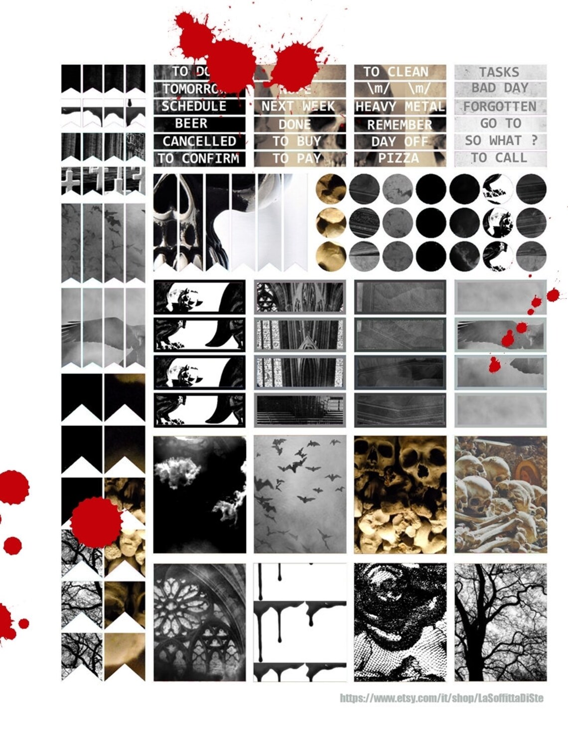 Halloween Gothic Planner Stickers Set 3 Goth Pack Skull Crow - Etsy