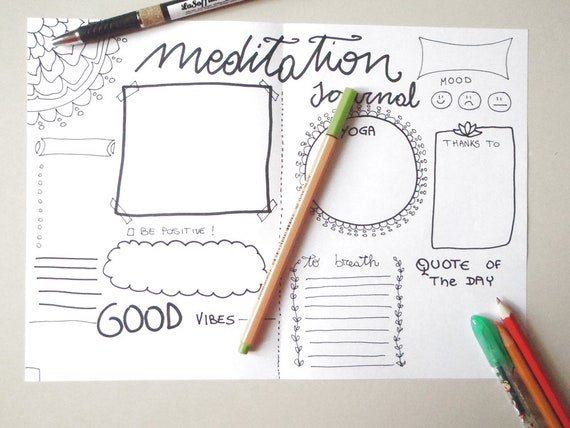 Meditation Printable Journal Planner Zen Yoga Bujo Bullet Etsy