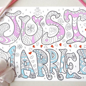 just married da colorare adulti nozze appena sposati biglietto matrimonio disegno auguri sposo sposa stampabile download lasoffittadiste
