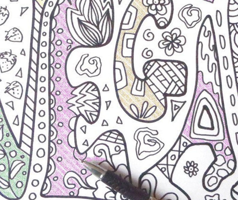 Vegan Coloring Book Adult Vegetarian Vegan Printable Digital Etsy Ireland
