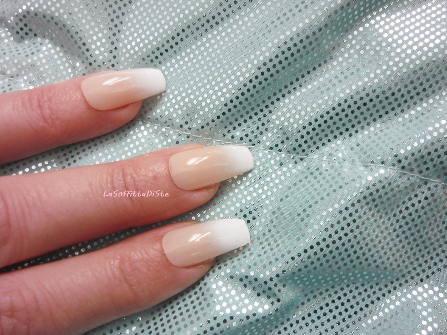 Squareletto French Manicure Coffin Fake Nails Ballerina Etsy