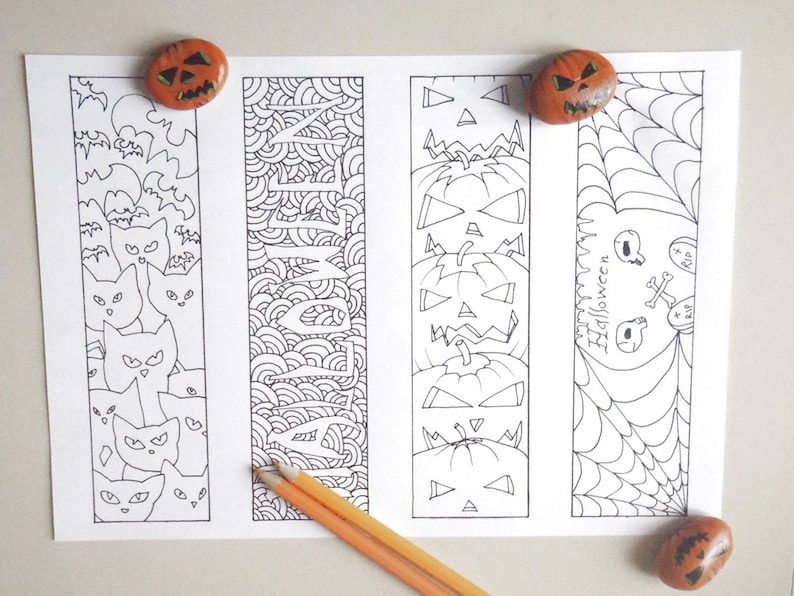 Halloween segnalibri da colorare libro stampare planner Etsy