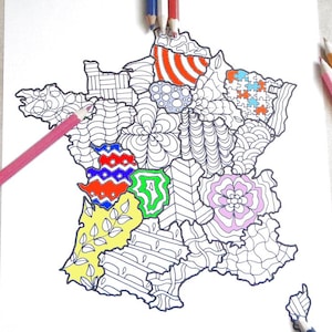 Frankreich-Karte zum Ausmalen für Erwachsene und Kinder zum Ausdrucken