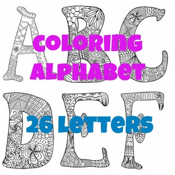 Alfabeto Da Colorare 26 Lettere Adulti Bambini Zen Iniziale Etsy