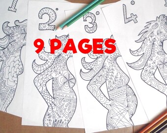 9 months pregnancy coloring pregnant woman mom