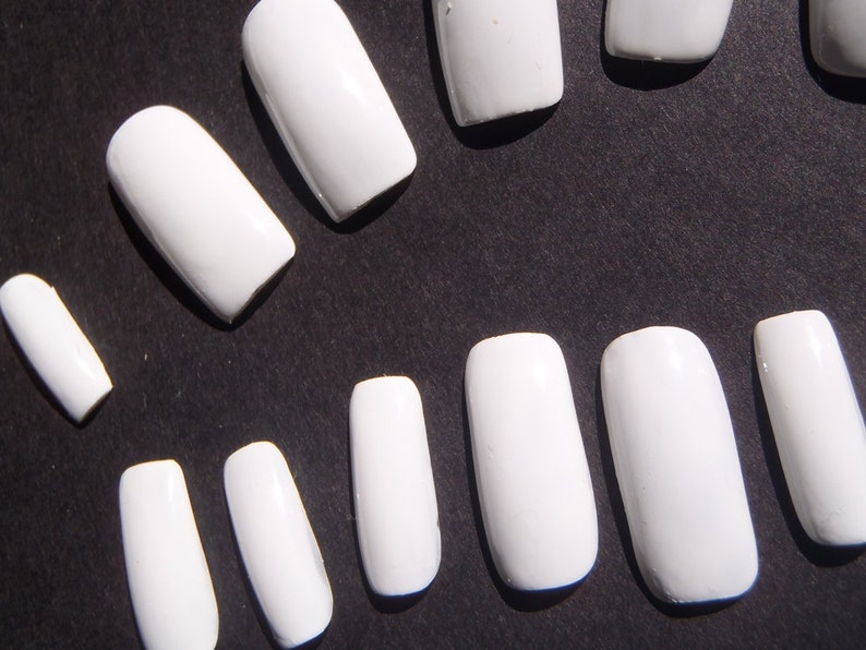Fake nails white glossy false nail art wedding press on Etsy