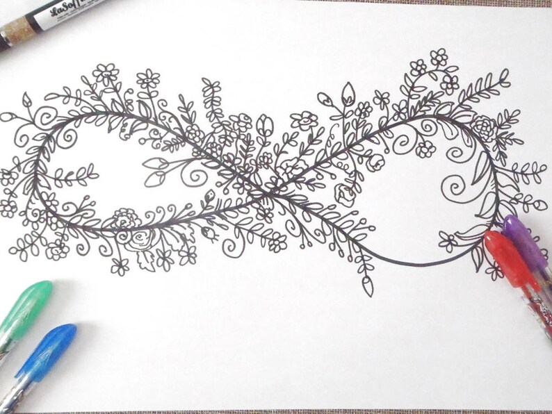Infinite ∞ Adult Coloring Infinity Valentines Day Card Love Diy ...
