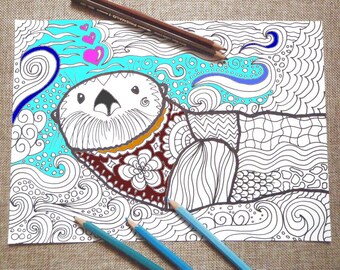 otter coloring adults colouring kids totem animal