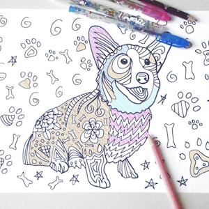 welsh corgi dog coloring printable download colouring adult sheet adult dog queen dogs corgi zen printable print digital pet lasoffittadiste