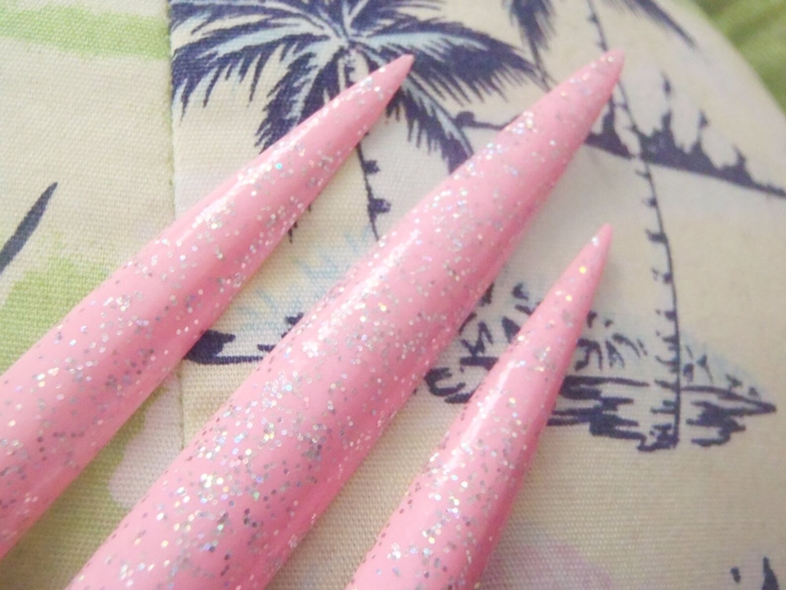 Glitter Pink Stiletto Nail Extra Long Wag Drag Queen Etsy