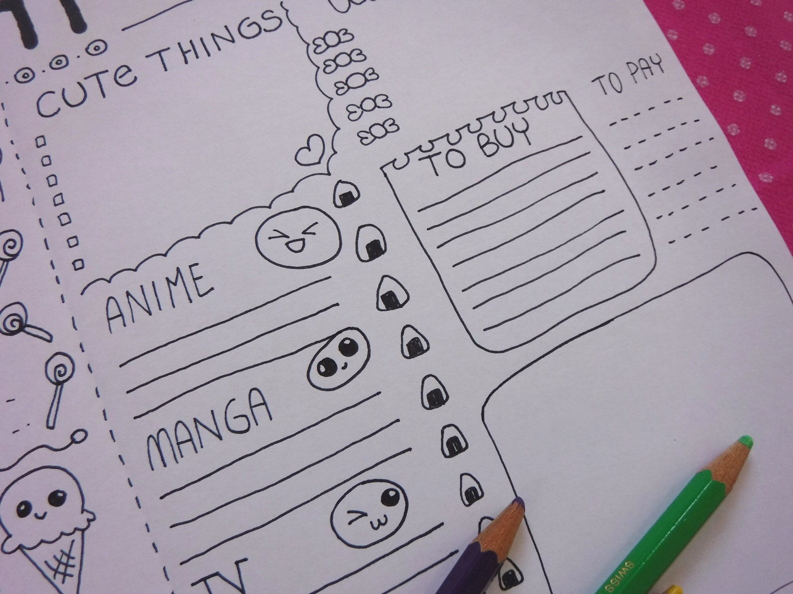 Kawaii printable bullet journal girl daily planner Etsy