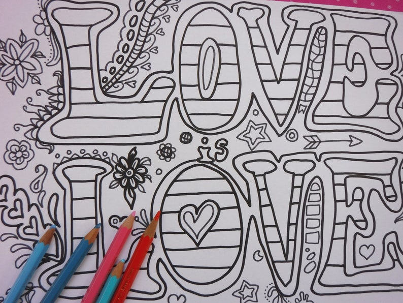 pride love is love coloring gay lgbt lgbtq lesbian etsy