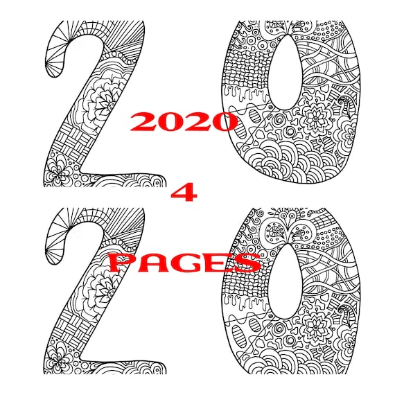 2020 4 Coloring Pages New Year Adult Book Kids