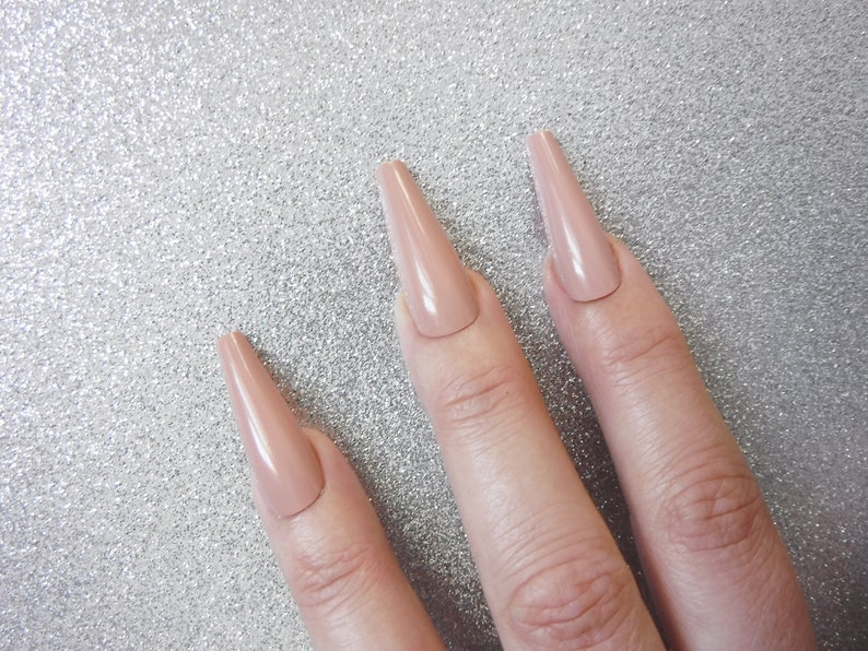 Beige and Black Coffin Nails - wide 8