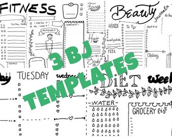 DIET fitness beauty 3 bullet journal printable starter kit daily wellness planner template journaling plan notebook download lasoffittadiste