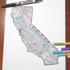 california mappa america colorare cartina adulti bambini usa scuola planner visitare journal stampabile download digitale lasoffittadiste
