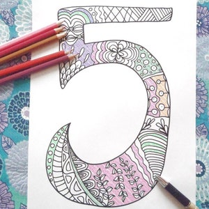 numero 5 para colorear #5 para imprimir cinco adultos aniversario numeros años cumpleaños aniversario descarga digital escuela lasoffittadiste