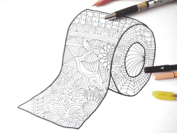 Toilet Paper Coloring Printable Page Digital Art Colouring - Etsy