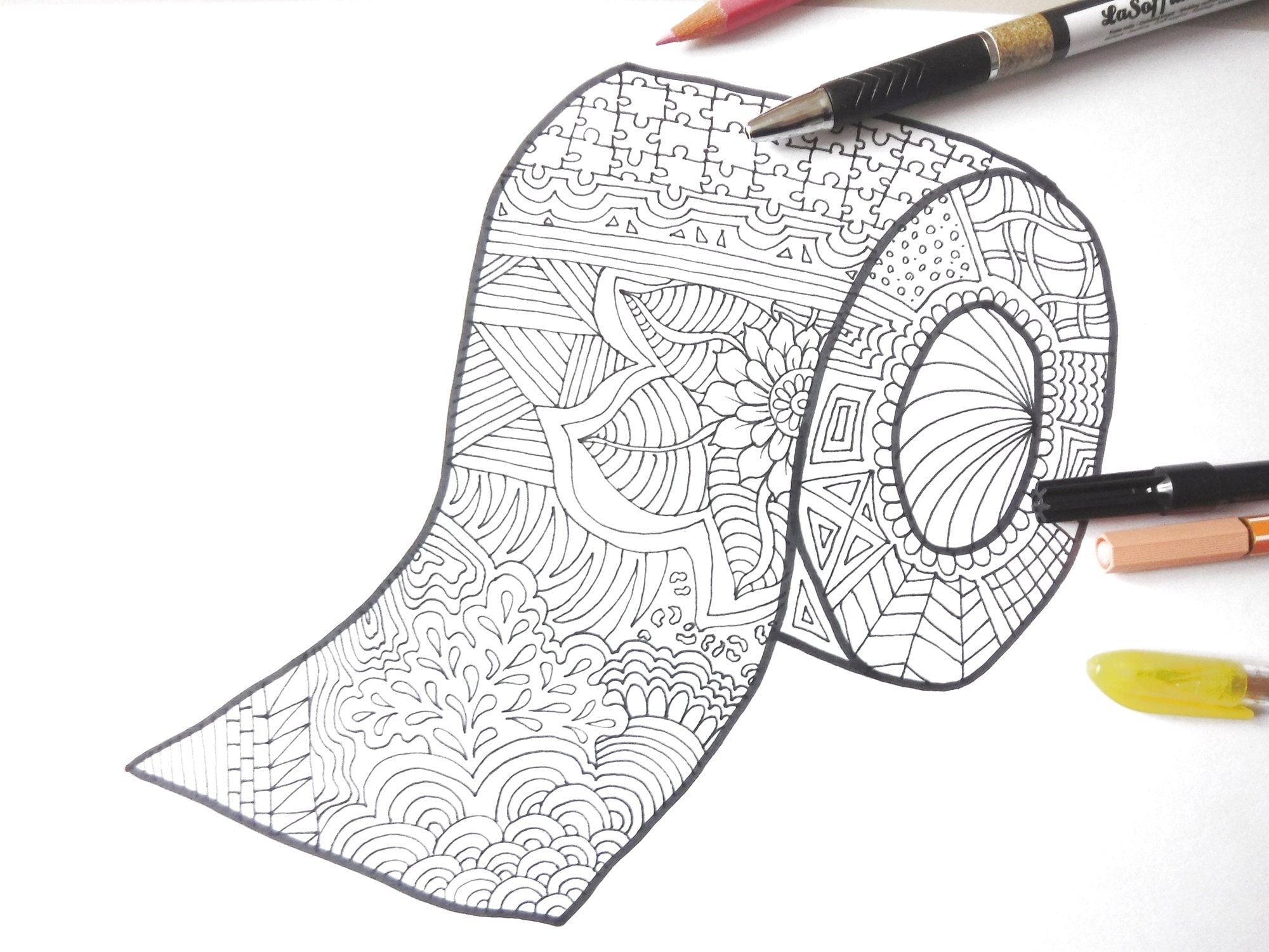 Toilet Paper Coloring Printable Page Digital Art Colouring Etsy UK