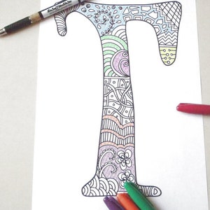 coloriage lettre T adultes enfants alphabet lettres initiale t école impression imprimable téléchargement numérique école lasoffittadiste
